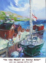 On the Wharf at Petty Hrbr, Oil on Canvas